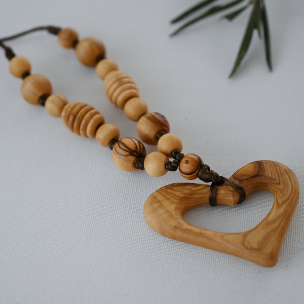 Nursing Necklace with All Natural Olive Wood from Palestine