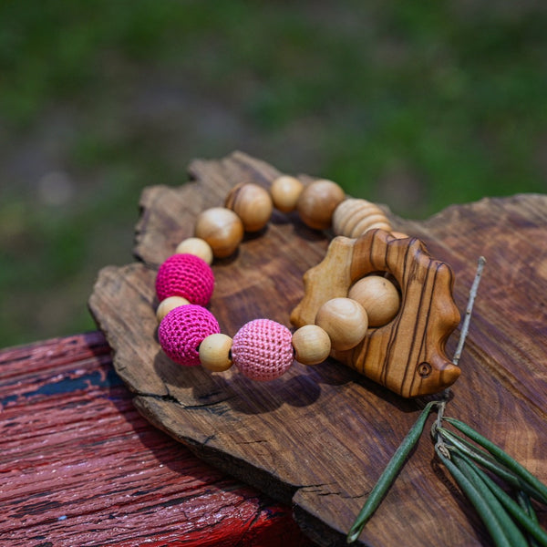 Natural Wooden Baby Teether Toys Fish Star Flower Cloud Leaf Moon Animal  Wood Crafts Toys Necklace Pendant Teething Toys