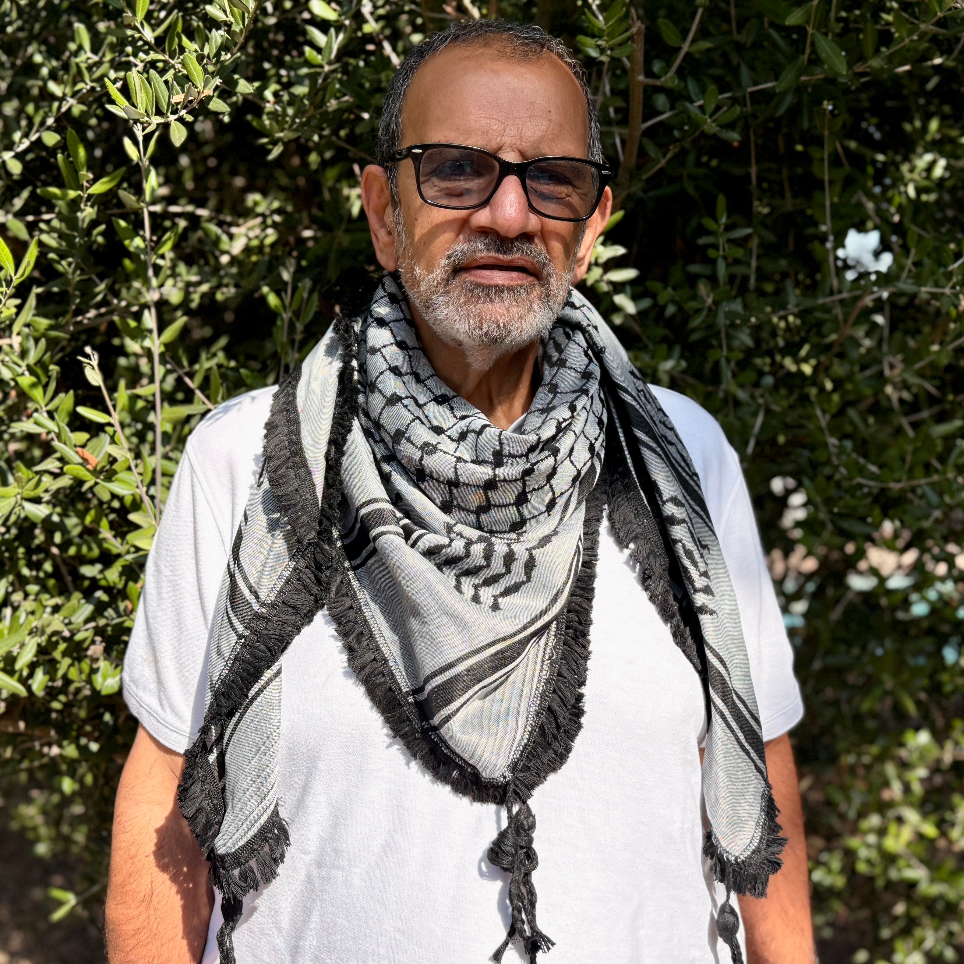 Black on Charcoal Palestinian Made Keffiyeh: Original Palestinian Hatta
