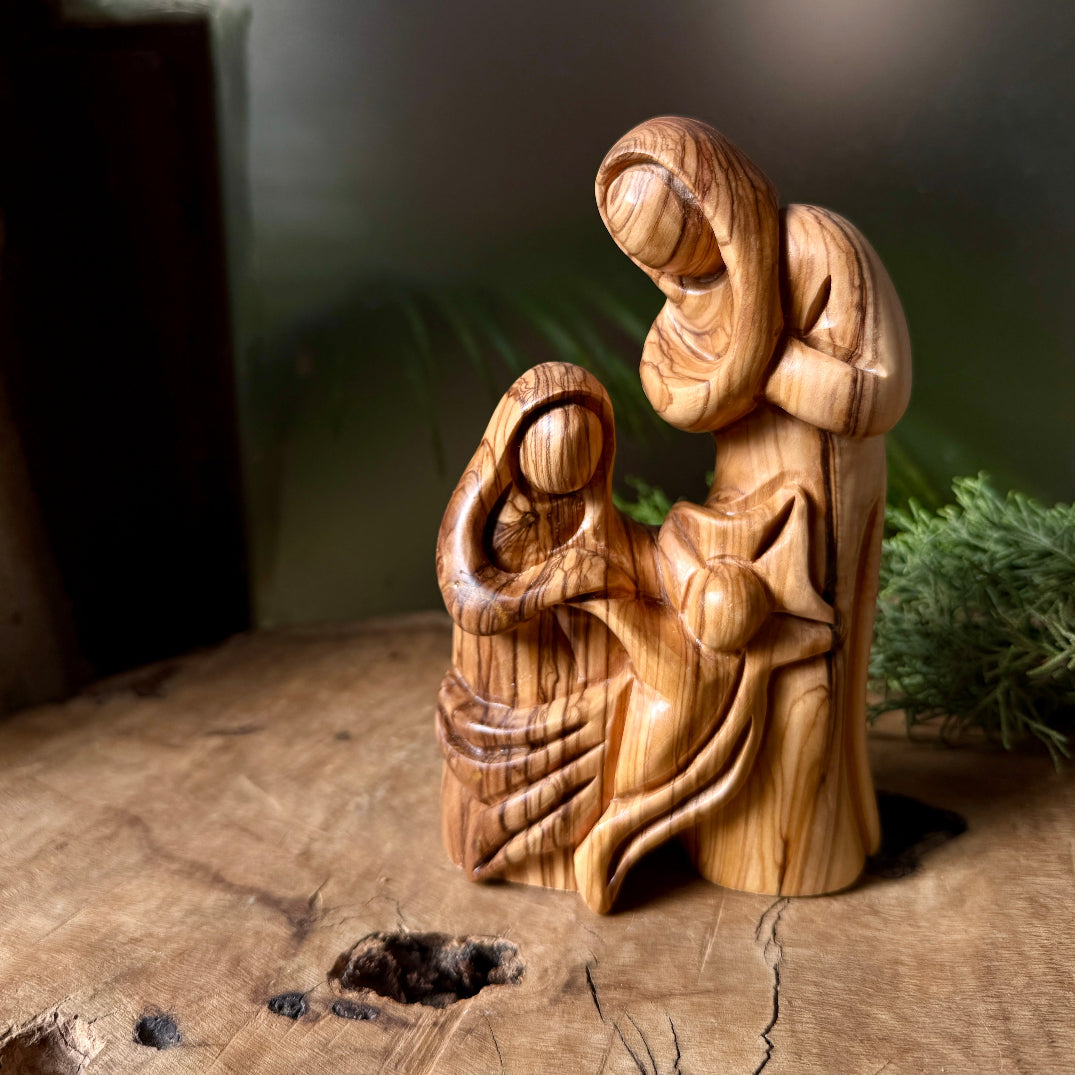 Olive Wood Sculpture of The Holy Family | Hand Carved from Bethlehem