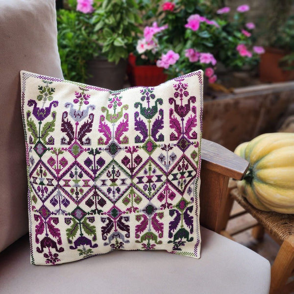 Lavender Tatreez Cushion Cover from Palestine | Tatreez from Palestinian Women