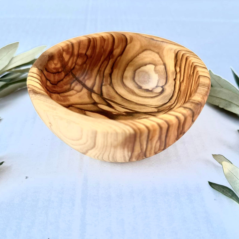 Hand Crafted Olive Wood Deep Serving Bowl from Palestine