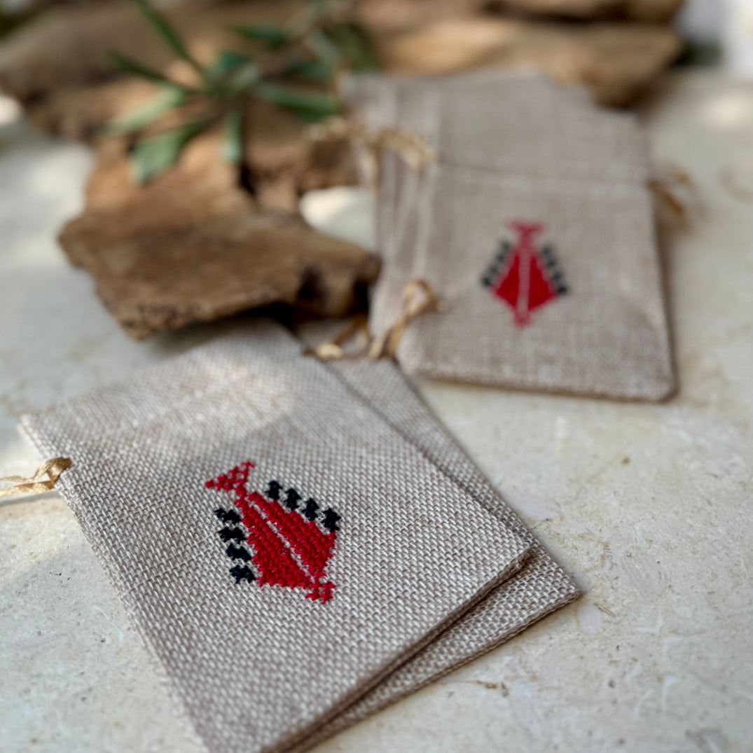Bundle of Embroidered Gift Pouches from Palestine