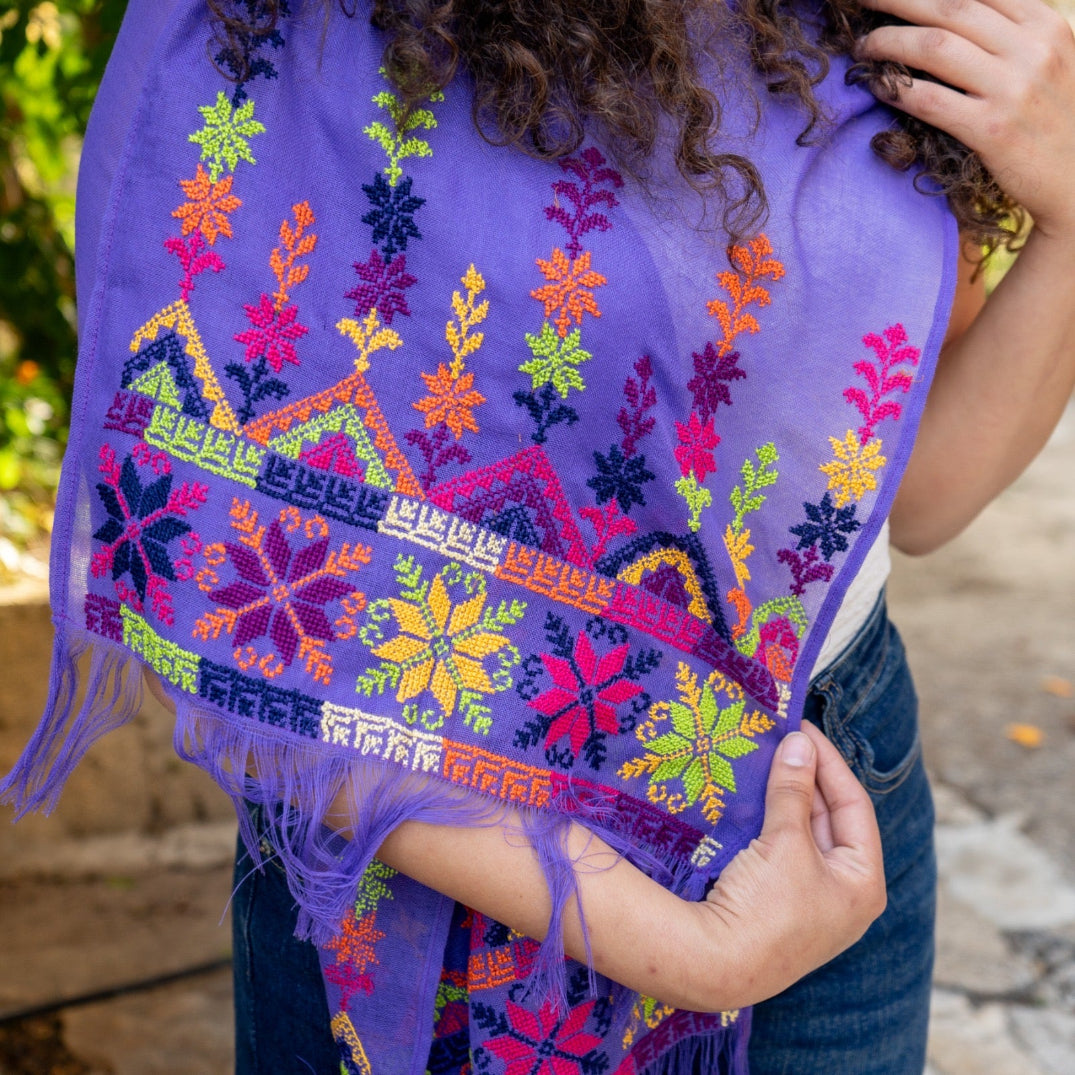 Traditional Palestinian Tatreez Scarf | Hand Embroidered in Palestine | Narrow in Summer Fest
