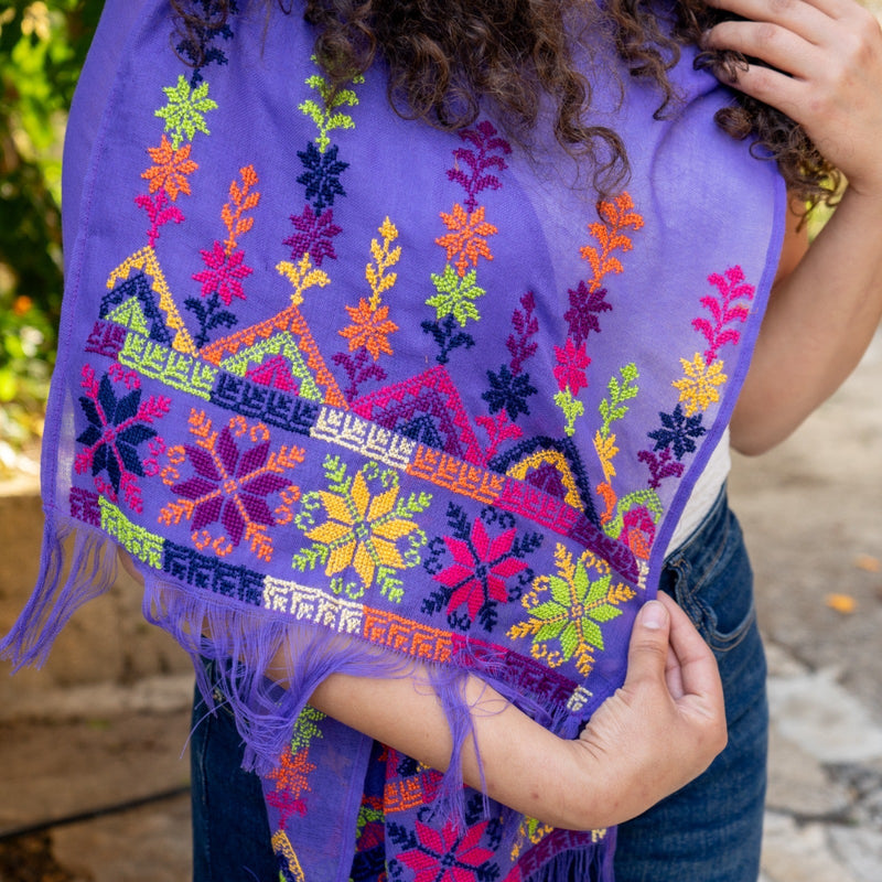 Traditional Palestinian Tatreez Scarf | Hand Embroidered in Palestine | Narrow in Summer Fest