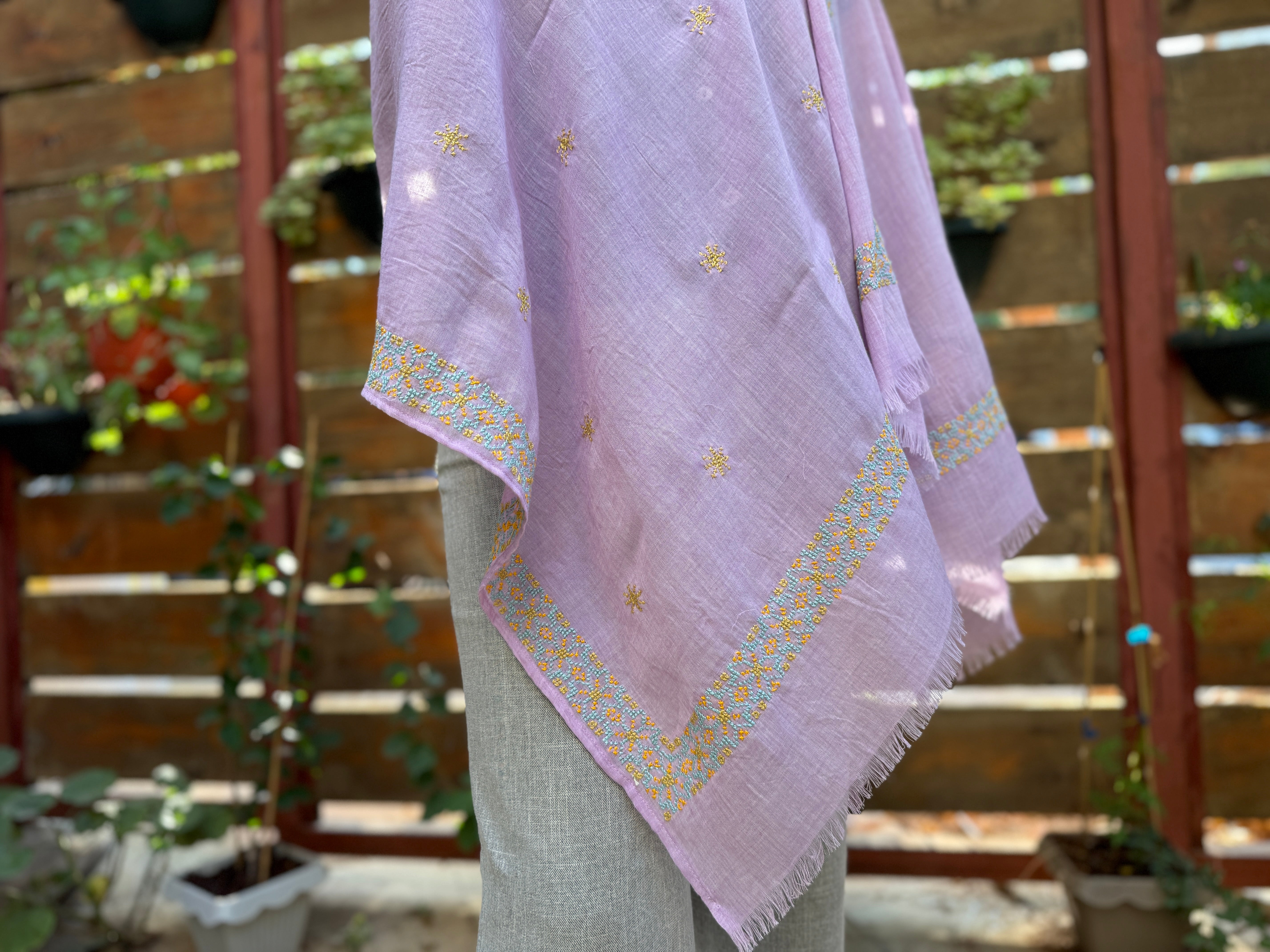 Light Weight Cotton Scarf with Palestinian Tatreez |Hand Embroidered in Palestine