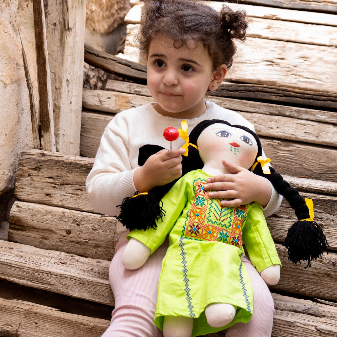 Handmade Palestinian Doll with Tatreez Thob and Hand Painted Face