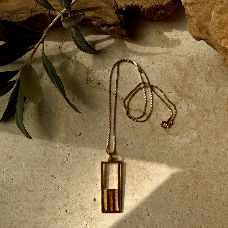 Gate to Old City Jerusalem Necklace | 21k Gold Plated | Stones from Palestinian Cities