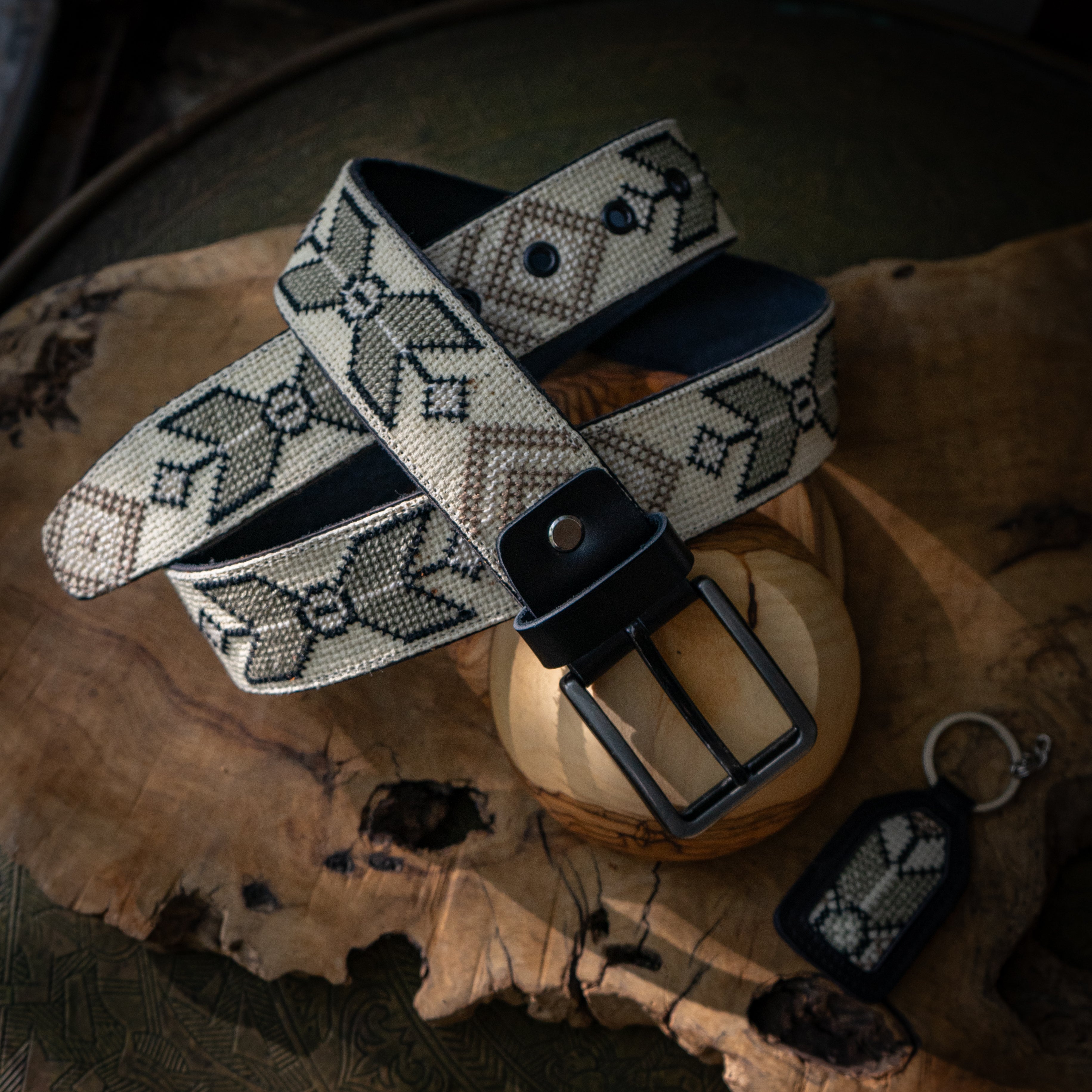 Palestinian Traditional Tatreez - Genuine Palestinian Leather Belt with Hand Embroidery From Palestine