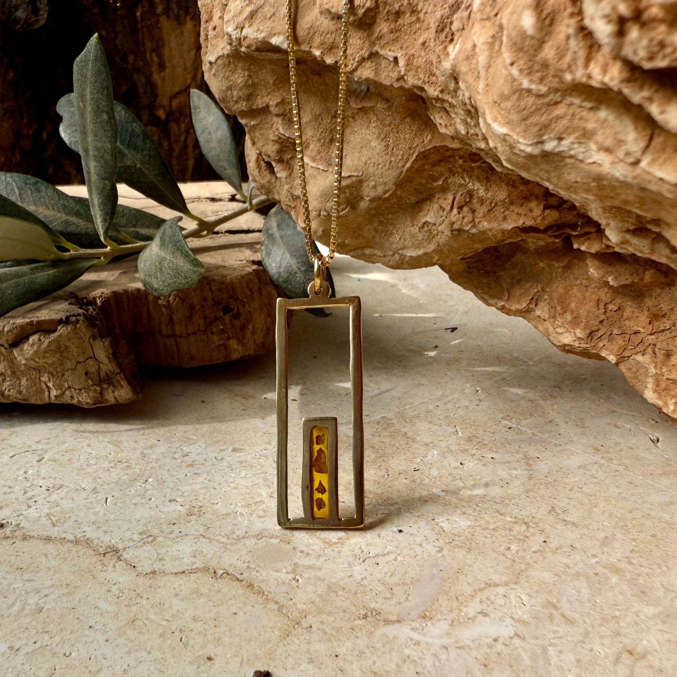 Gate to Old City Jerusalem Necklace | 21k Gold Plated | Stones from Palestinian Cities