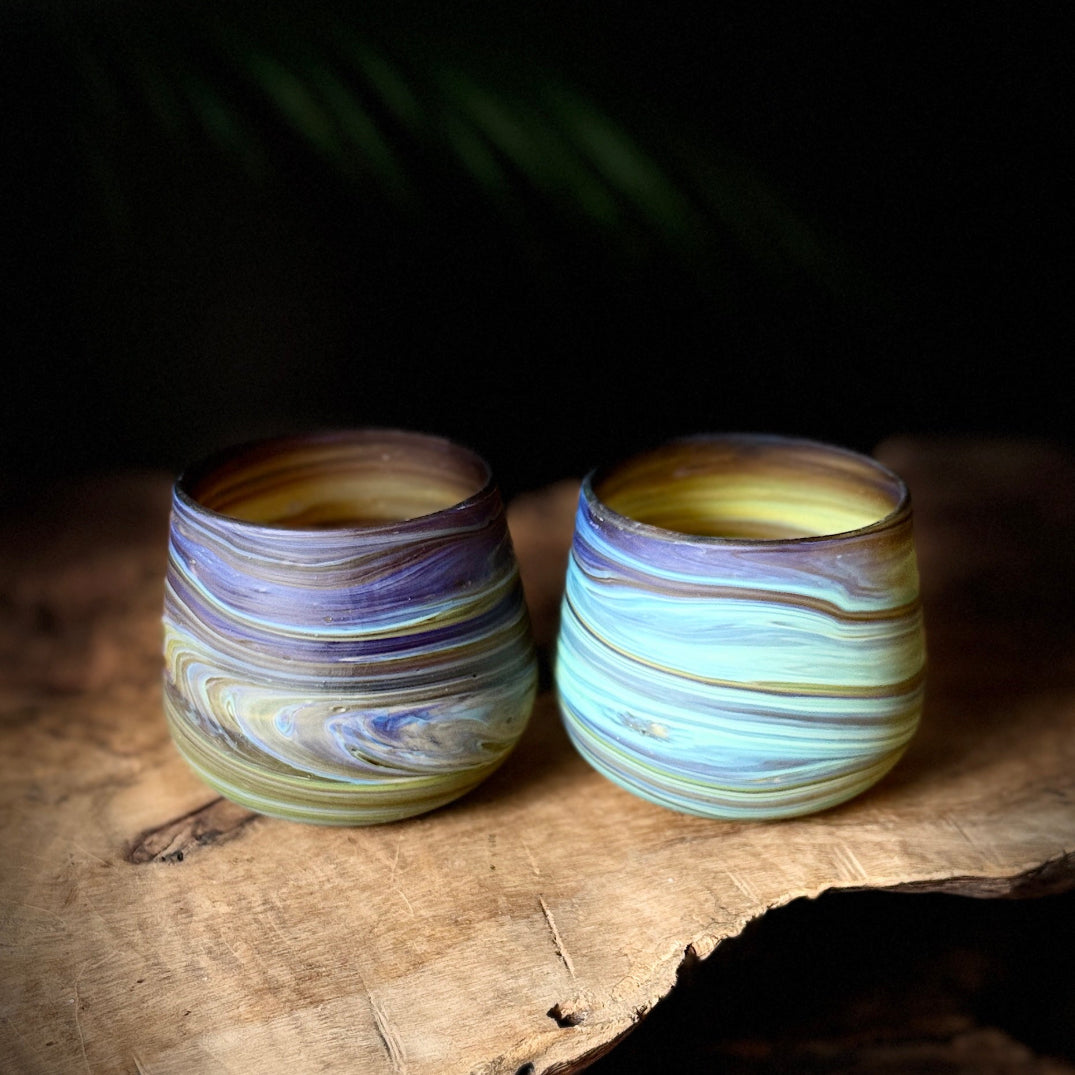 Hand Blown Glass Tea Candle Holder | Traditional Phoenician Glass from Palestine