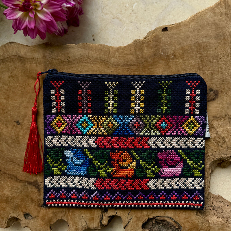 Fallahi Thob Design on Large Pouch | Palestinian Tatreez from Palestine