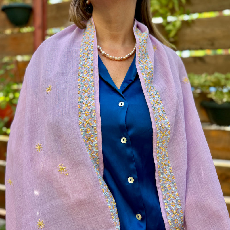 Light Weight Cotton Scarf with Palestinian Tatreez |Hand Embroidered in Palestine