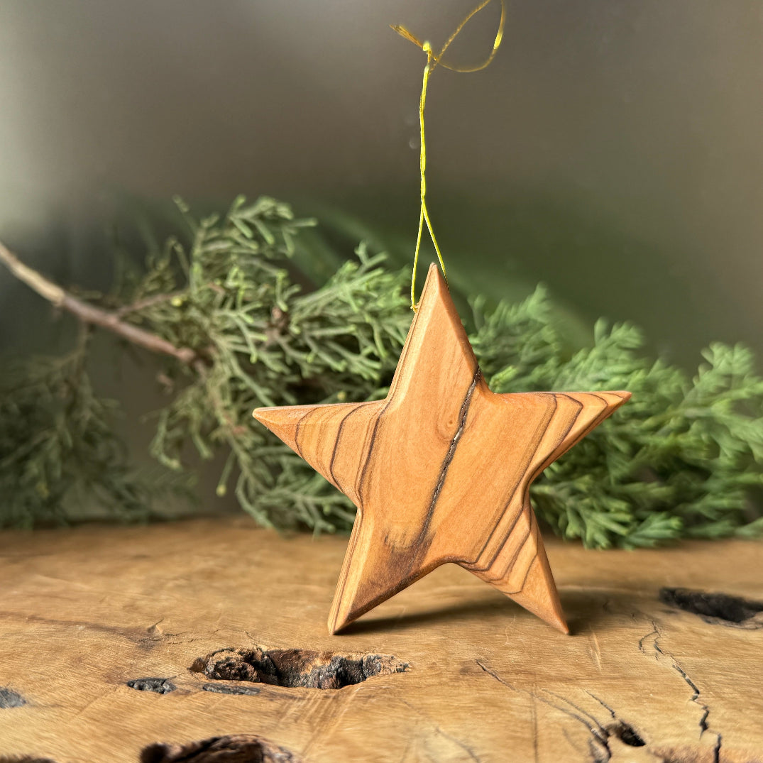 Christmas Star Carved from Olive Wood - Ornaments | Hand Carved from Bethlehem