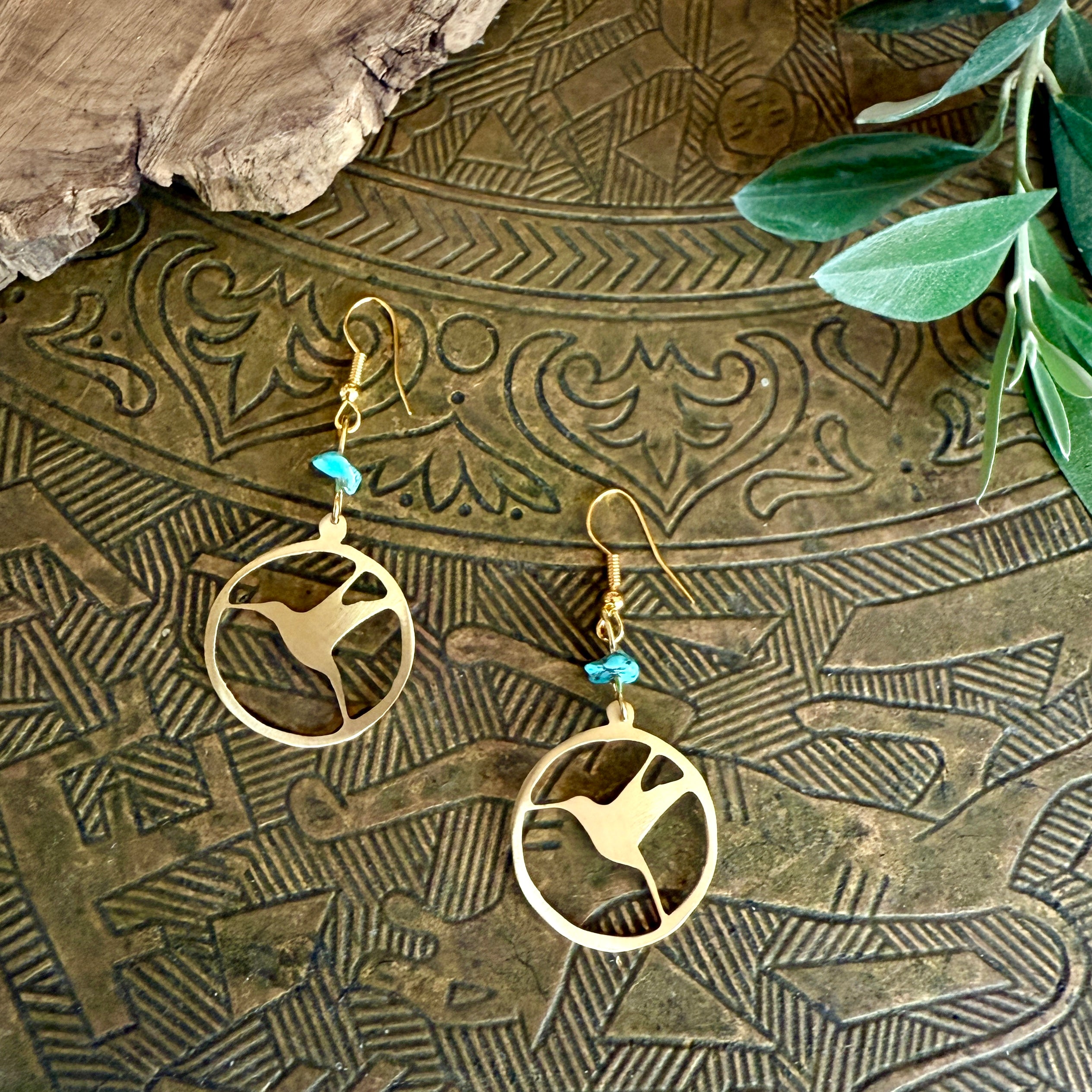 Sunbird of Palestine Outline Brass Earrings |Handmade Jewelry from Palestine