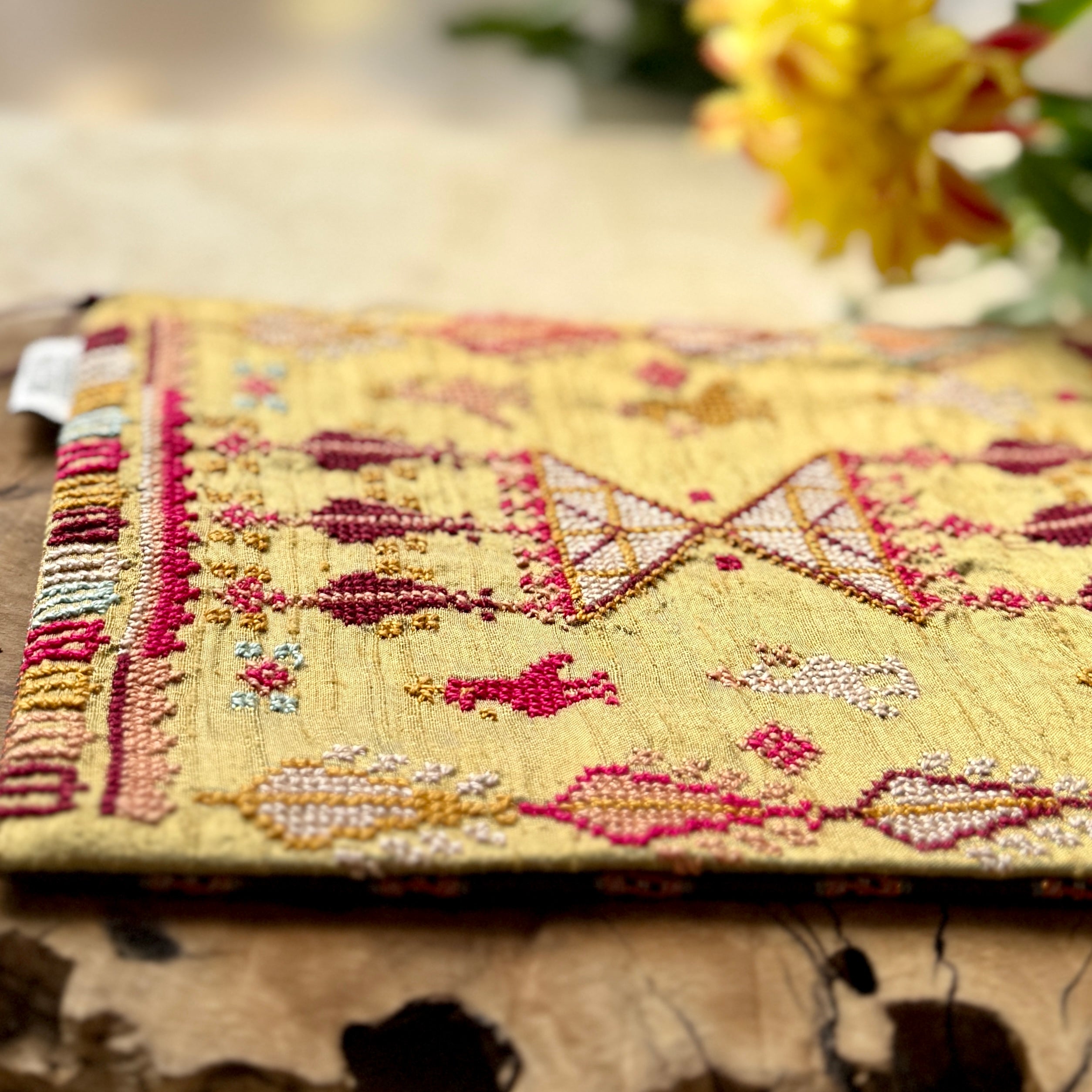 Antique Style Tatreez on Large Pouch | Palestinian Embroidery
