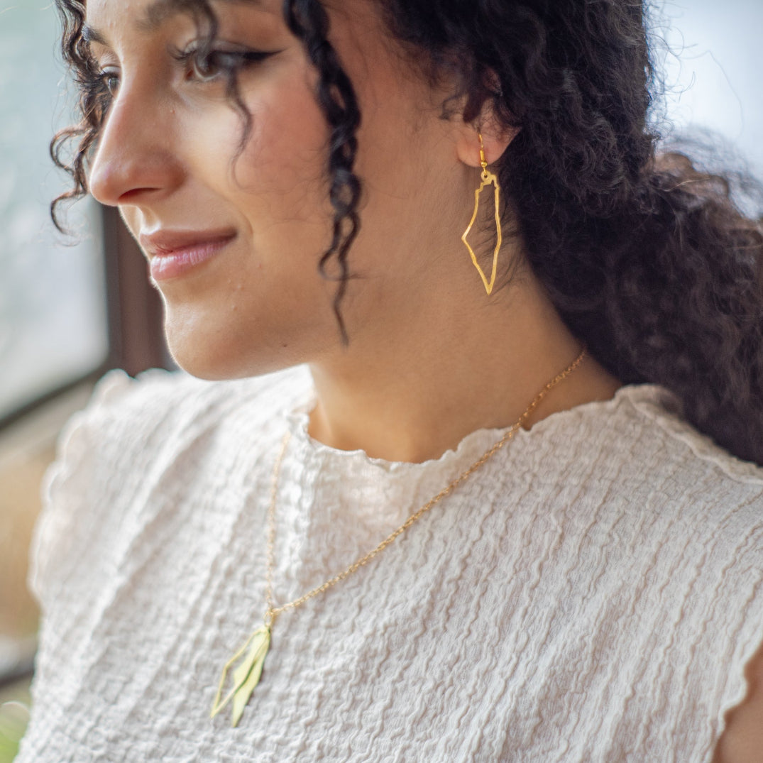 Palestinian Jewelry Gift Bundle: Map of Palestine Necklace & Earrings Set | Handmade Jewelry from Palestine