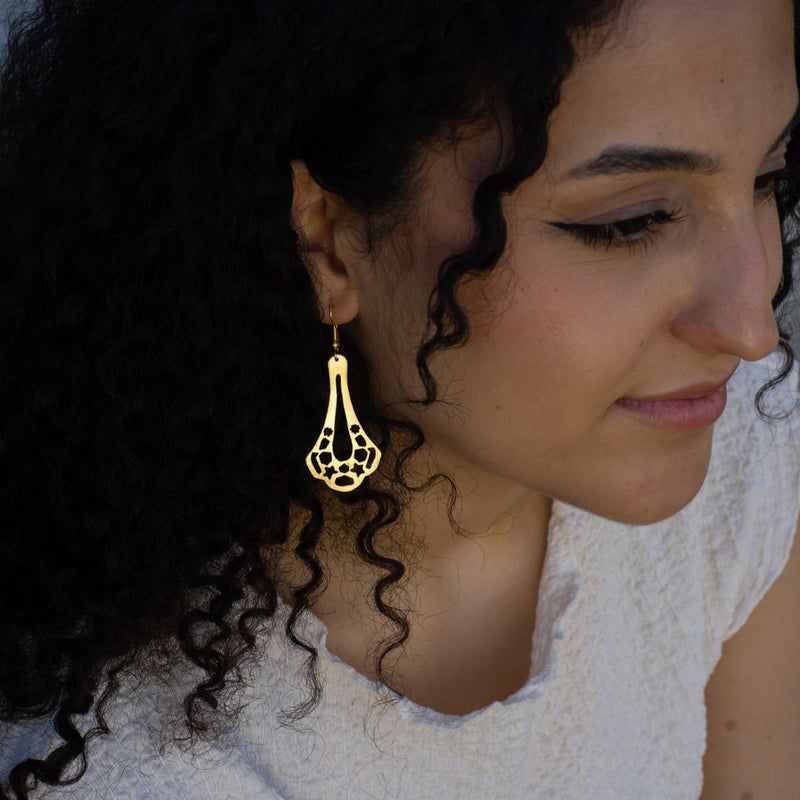 Handcrafted Brass Earrings from Palestinian Women Artisans | Arabesque Dangling Earrings
