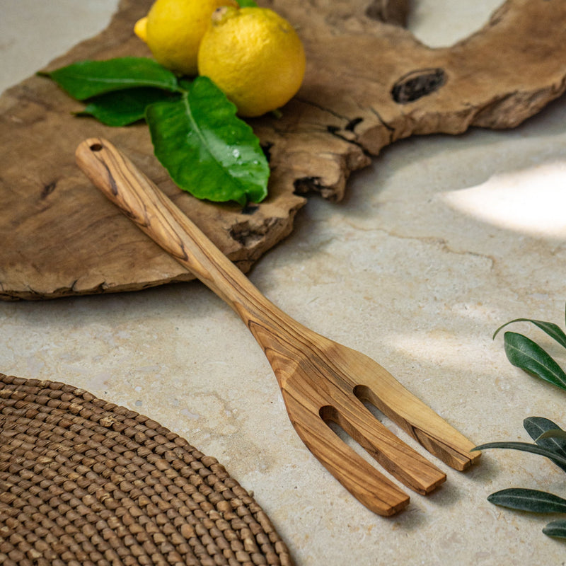 Large Olive Wood Fork | Kitchen Cooking Utensil | Hand Crafted from Bethlehem