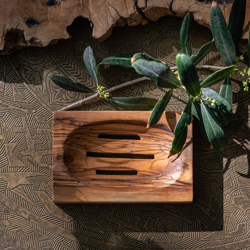 Olive Wood Soap Dish | Rectangle Wooden Soap Tray | Hand Carved from Bethlehem