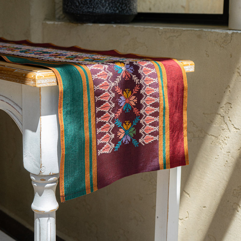 Limited Palestinian Table Runner on Traditional Majdalawi Fabric with Palestinian Hand Embroidery