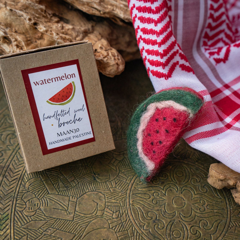 Handmade Watermelon Broach from Felted Wool in Bethlehem