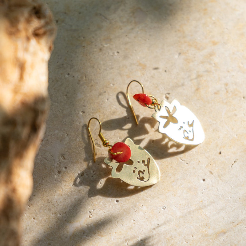 Gaza Strawberry Calligraphy Earrings | Handmade Jewelry from Palestine