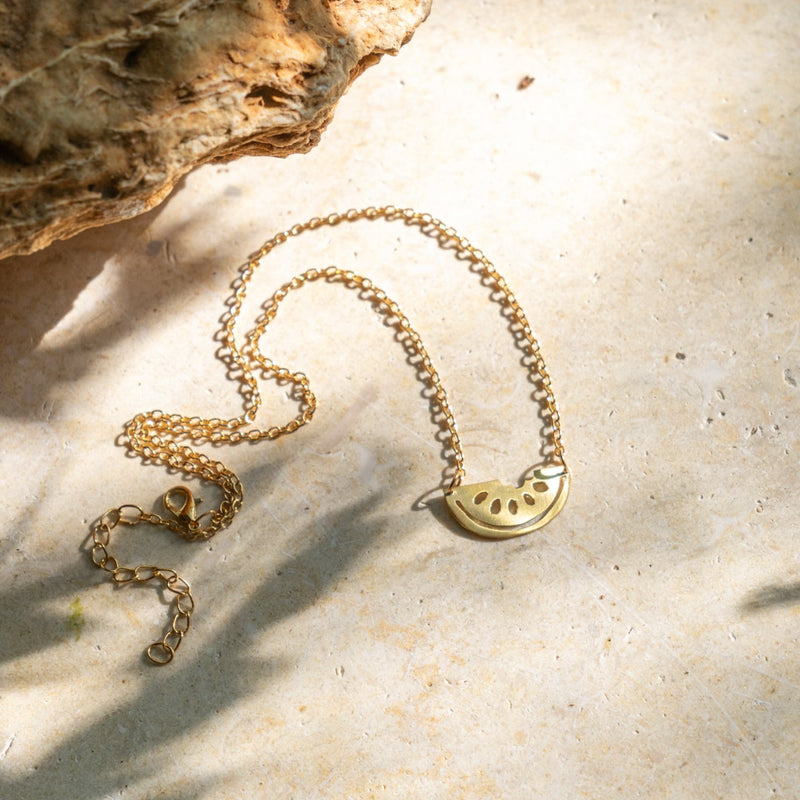 Palestinian Watermelon Necklace Handcrafted by Women Artisans | Handmade Jewelry from Palestine