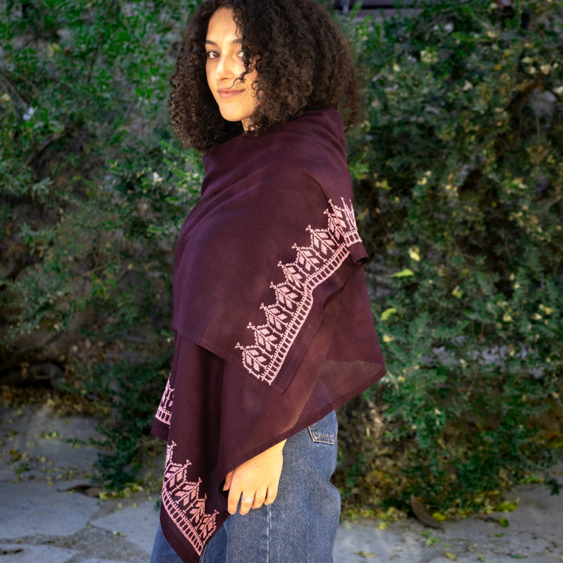 Summer Scarf with Palestinian Tatreez| Hand Embroidered in Palestine