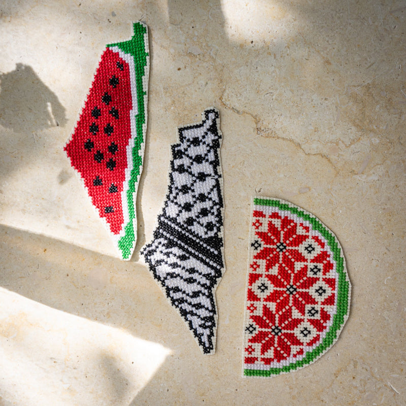 Set of 3 Large Hand Embroidered Iron On Clothes and Bag Patches | Palestinian Tatreez