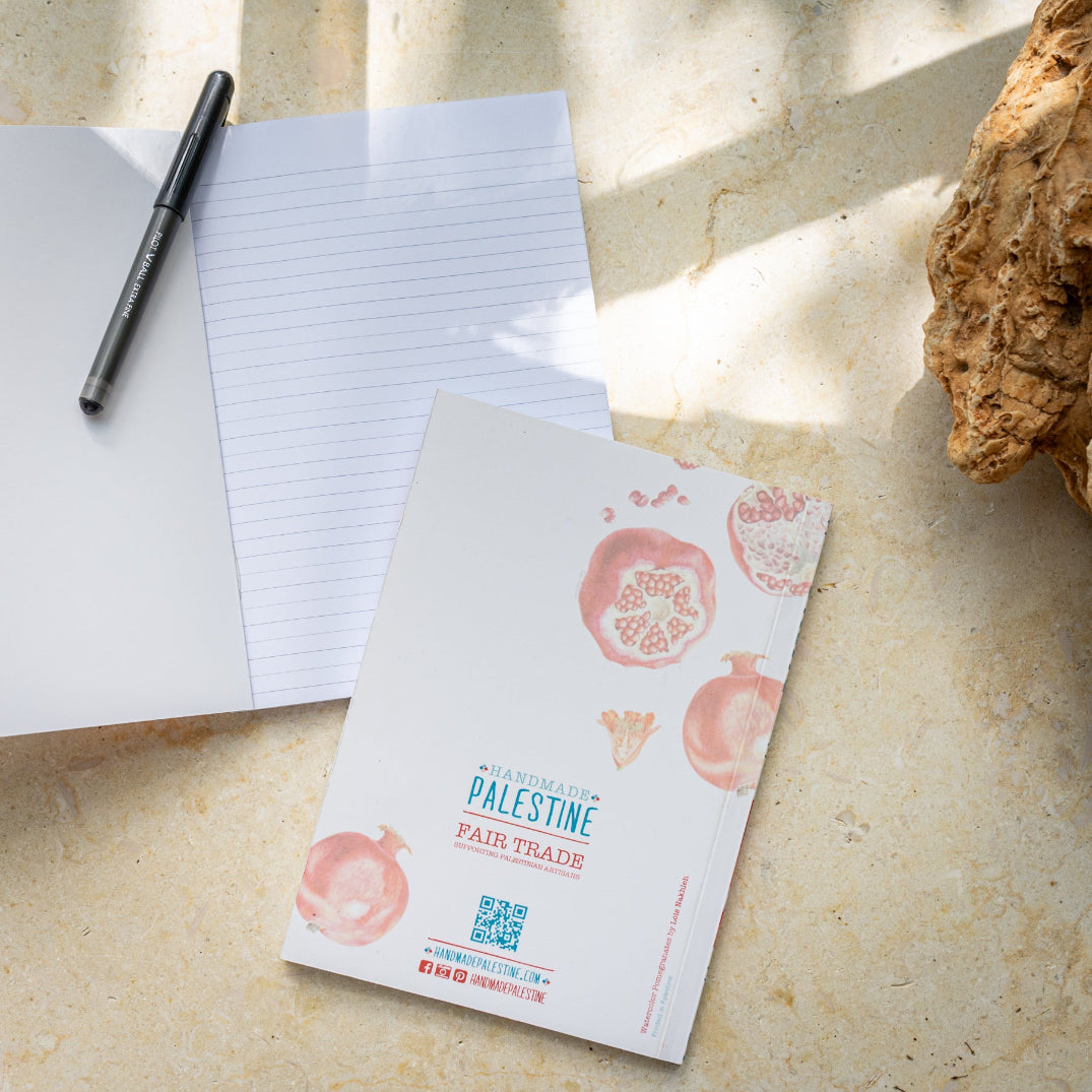 Palestinian Pomegranate Notebook with Historic Nabulsi Tiles | Printed in Palestine