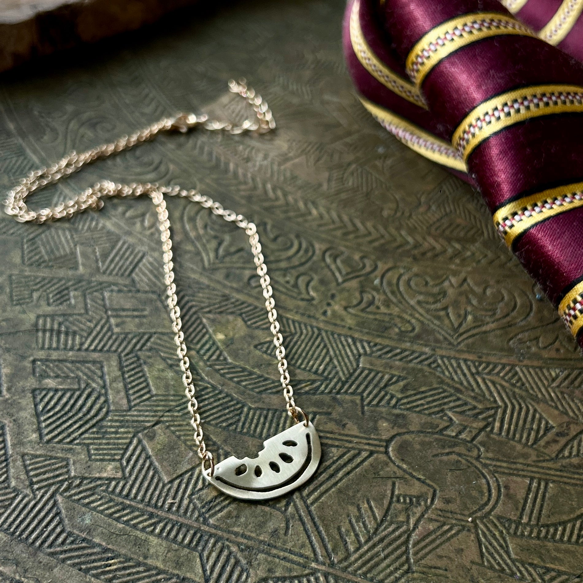 Palestinian Watermelon Necklace Handcrafted by Women Artisans | Handmade Jewelry from Palestine