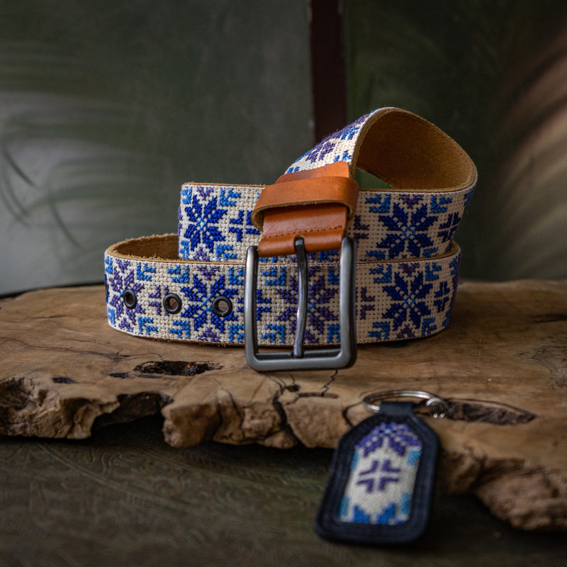 Palestinian Traditional Tatreez - Genuine Palestinian Leather Belt with Hand Embroidery From Palestine