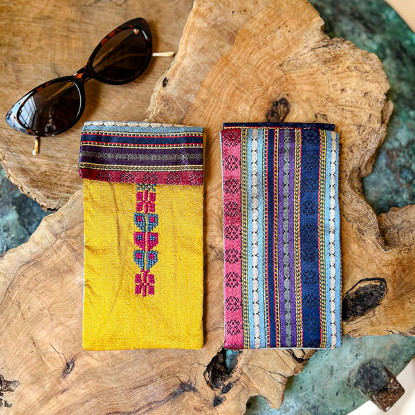 Traditional Fabric Eye Glass Case on Saya | Palestinian Tatreez Pouch Fairtrade Gifts from Palestine | Handmade Palestine 