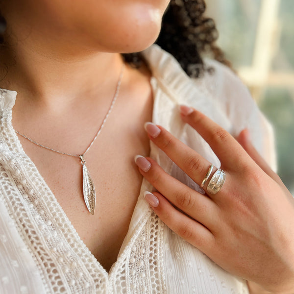 Sterling Silver - Single Olive Leaf Necklace