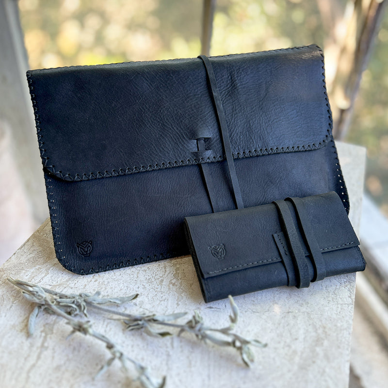 Hand Stitched Hebron Leather Ipad and Tech Pouch Set | Gifts from Palestine
