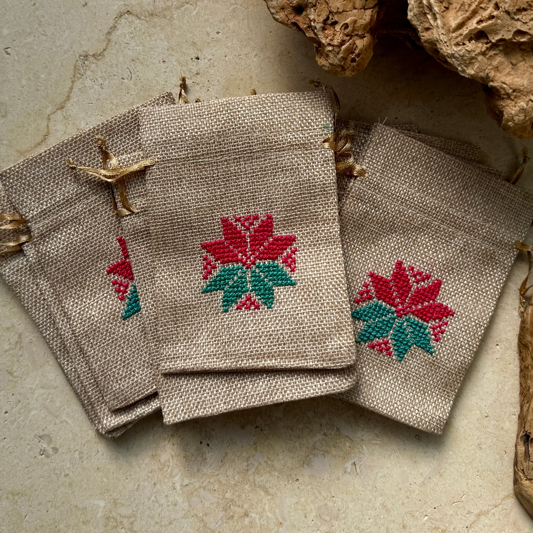 Bundle of 10 Embroidered Gift Pouches from Palestine