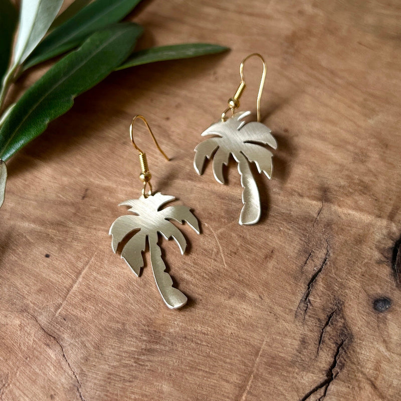 Date Palm Brass Earrings | Handmade Jewelry from Palestine