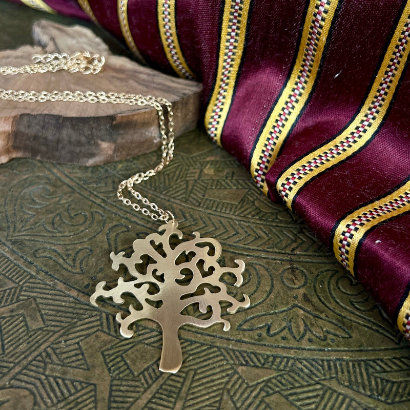 Olive Tree of Life Brass Necklace | Handmade Jewelry from Palestine