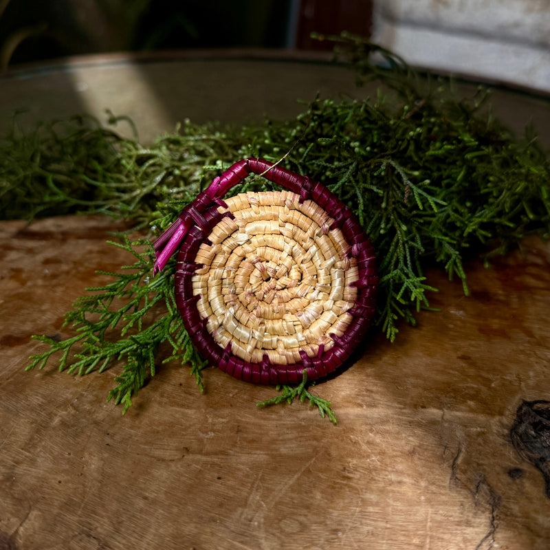 Palestinian Traditional Woven Straw Saniya Ornament | Hand woven straw decoration