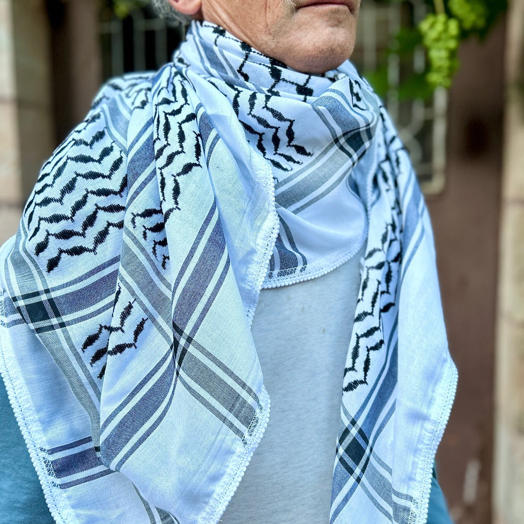 Traditional Keffiyeh Made in Arafat Style: Original Palestinian Made Keffiyeh