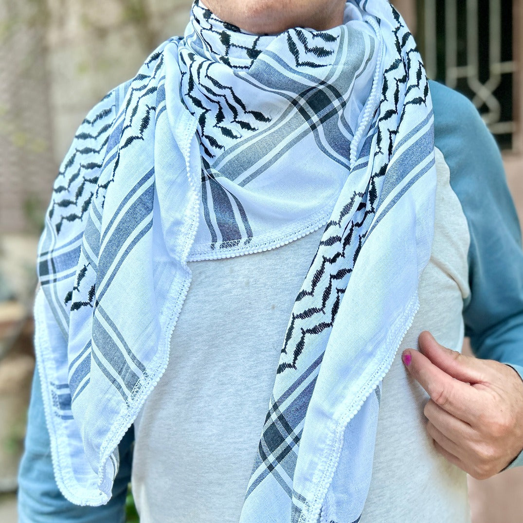 Traditional Keffiyeh Made in Arafat Style: Original Palestinian Made Keffiyeh