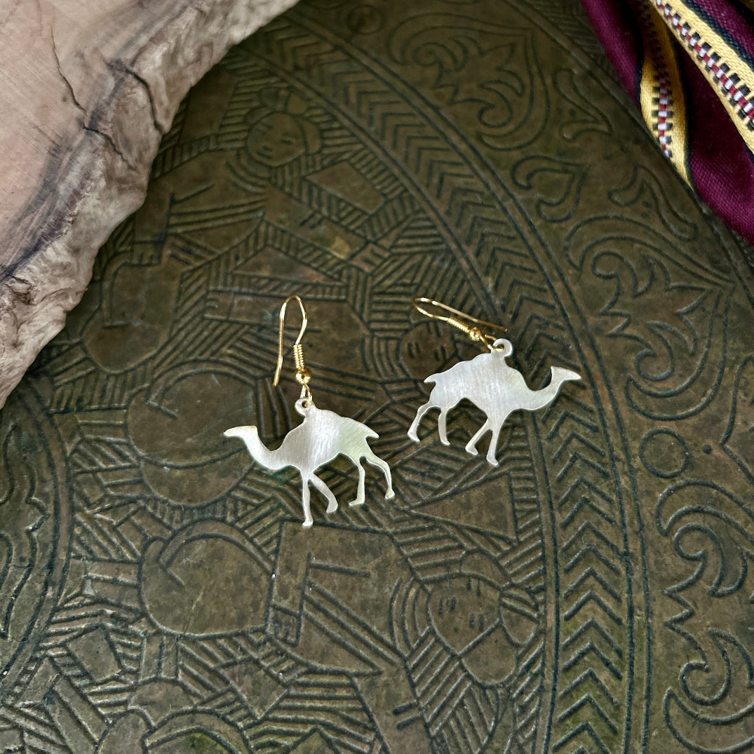 Hand Crafted Camel Earrings in Brass | Handmade Jewelry from Palestine