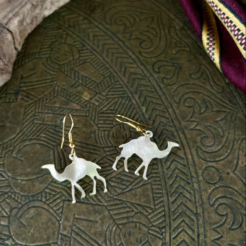 Hand Crafted Camel Earrings in Brass | Handmade Jewelry from Palestine