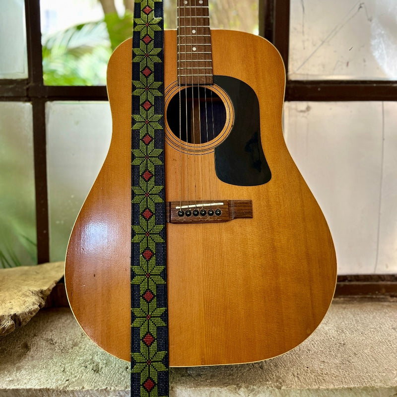 Palestinian Leather and Embroidered Guitar Strap | Traditionally Handcrafted Tatreez from Palestine