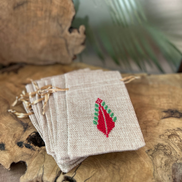 *New* Bundle of 10 Handmade Embroidered Gift Pouches from Palestine with Tatreez Fairtrade Gifts from Palestine | Handmade Palestine 