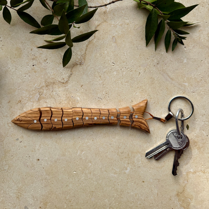 Fish Keychain in Olive Wood | Hand Carved from Bethlehem