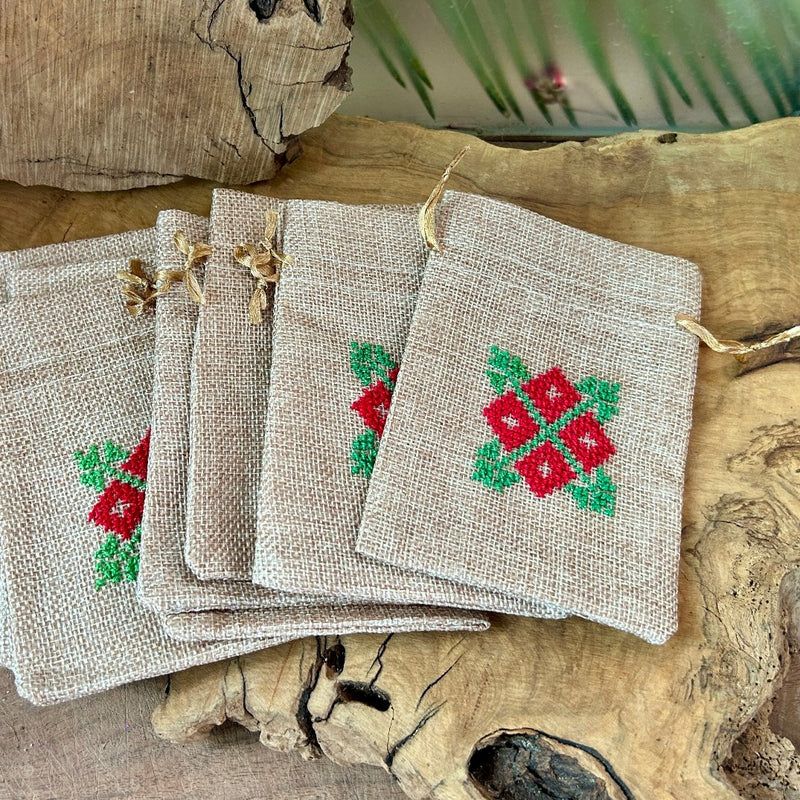 Bundle of 10 Embroidered Gift Pouches from Palestine