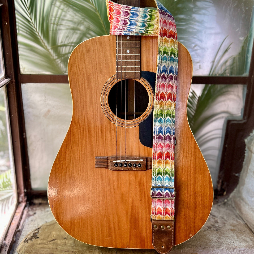 Palestinian Leather and Embroidery Guitar Strap | Traditionally Handcr