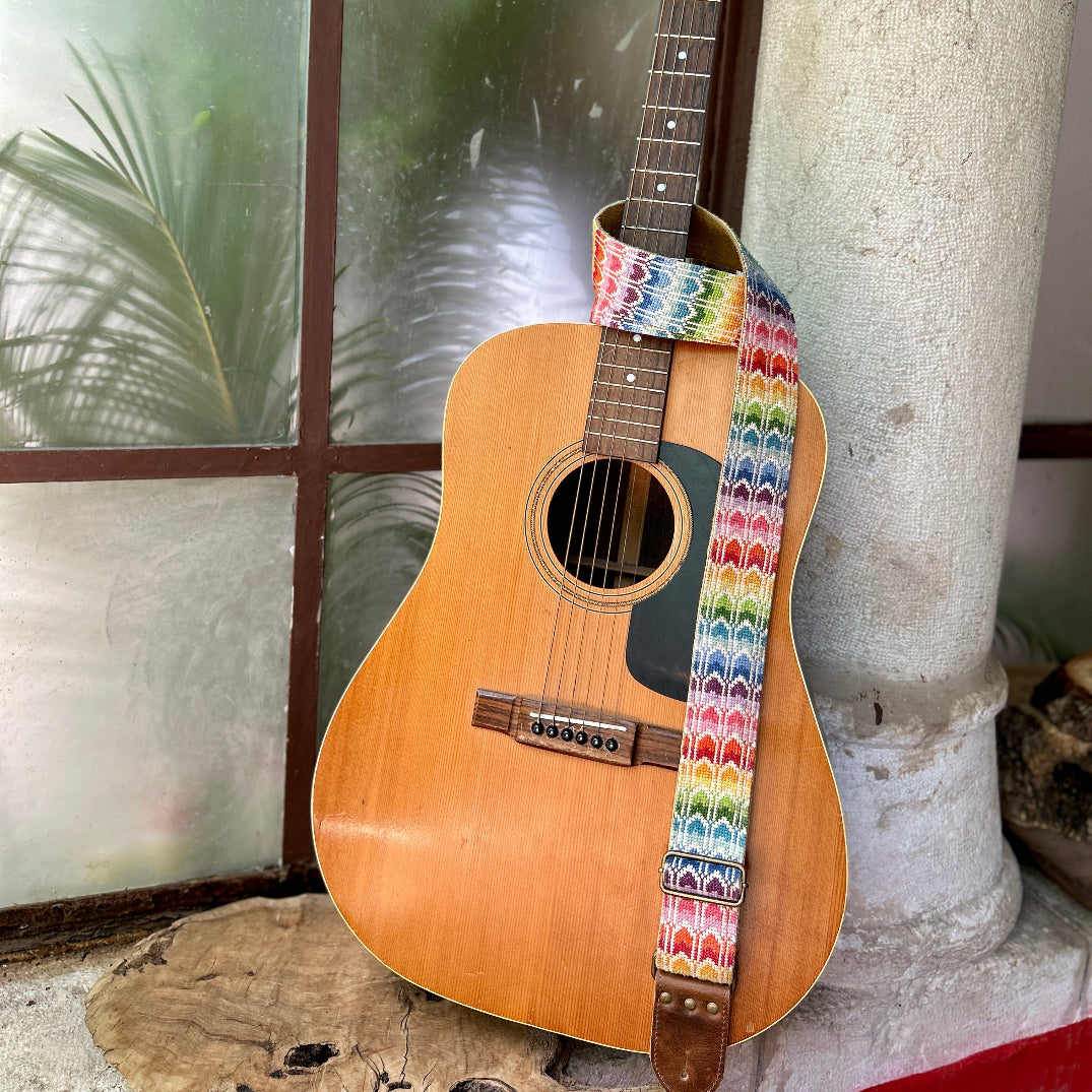 Palestinian Leather and Embroidery Guitar Strap | Traditionally Handcrafted from Palestine